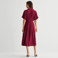 Rabbit Design Womens Short Sleeve Midi Shirt Dress
