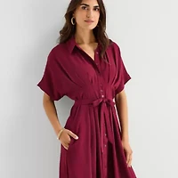 Rabbit Design Womens Short Sleeve Midi Shirt Dress