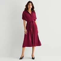 Rabbit Design Womens Short Sleeve Midi Shirt Dress
