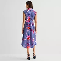 Rabbit Design Womens Midi Sleeveless Floral Fit + Flare Dress