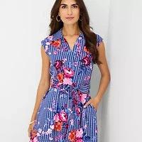Rabbit Design Womens Midi Sleeveless Floral Fit + Flare Dress