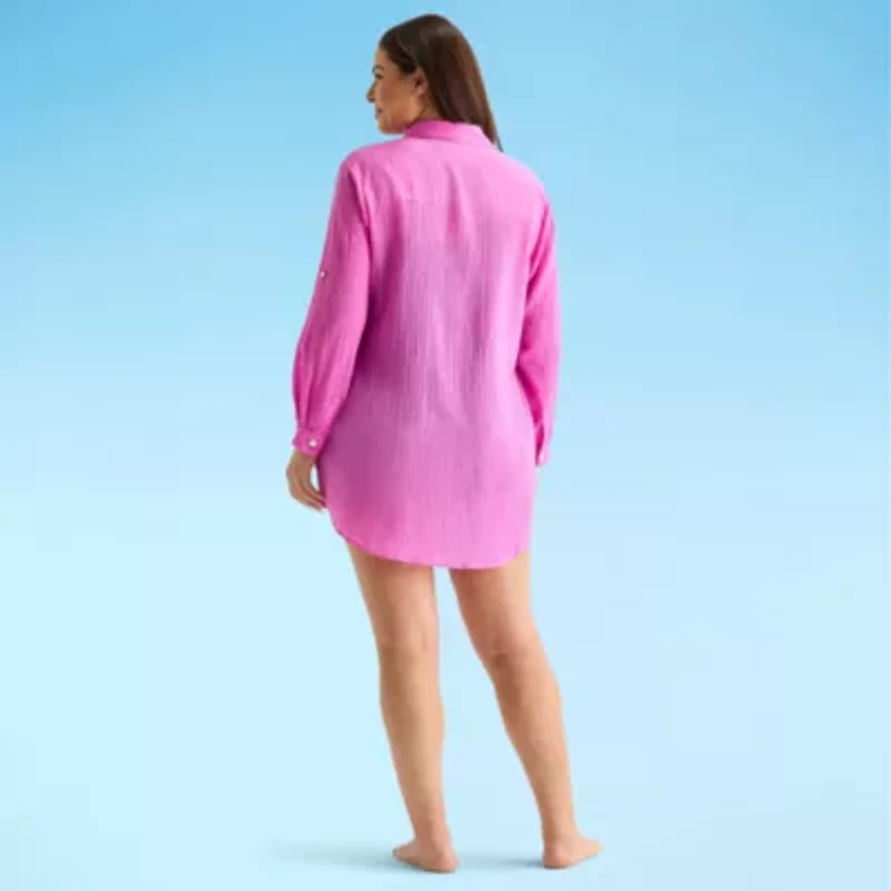 Sonnet Shores Womens Plus Dress Swimsuit Cover-Up