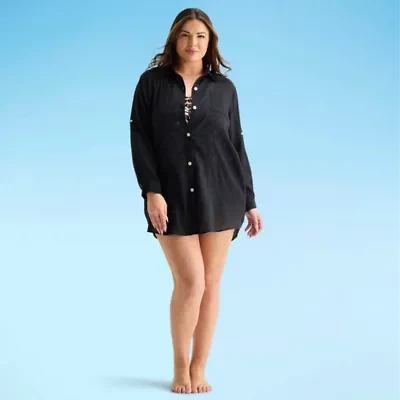 Sonnet Shores Womens Plus Dress Swimsuit Cover-Up