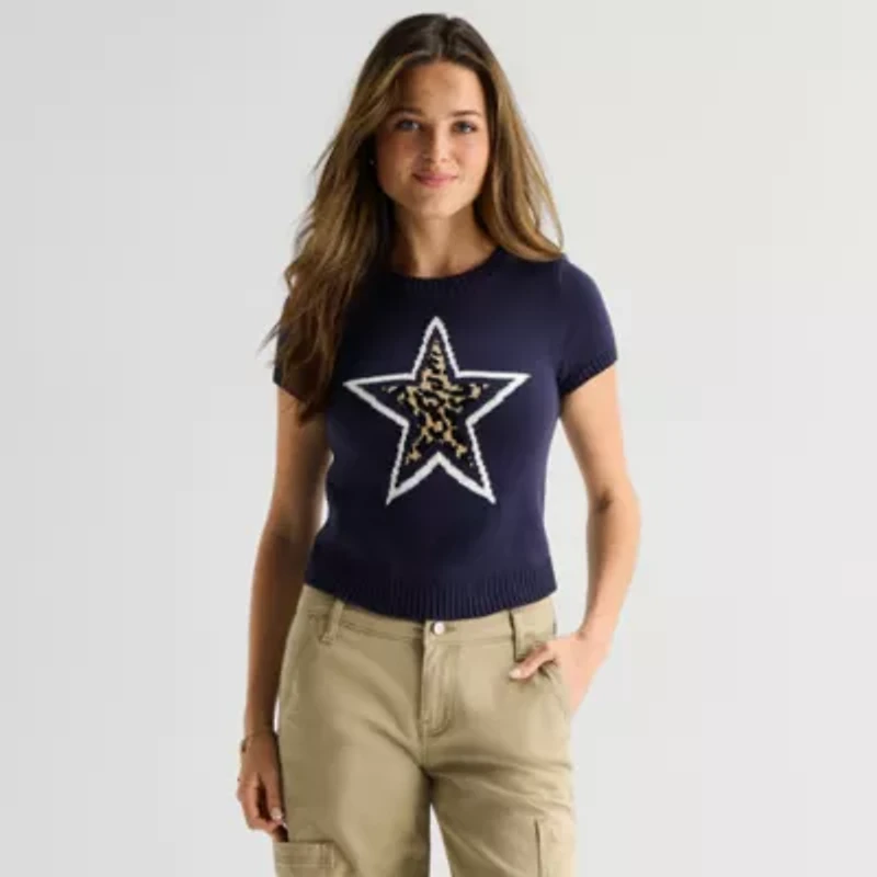 Arizona Womens Juniors Crew Neck Short Sleeve Shell