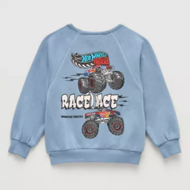 Grayson Little Toddler Boys Crew Neck Long Sleeve Hot Wheels Sweatshirt