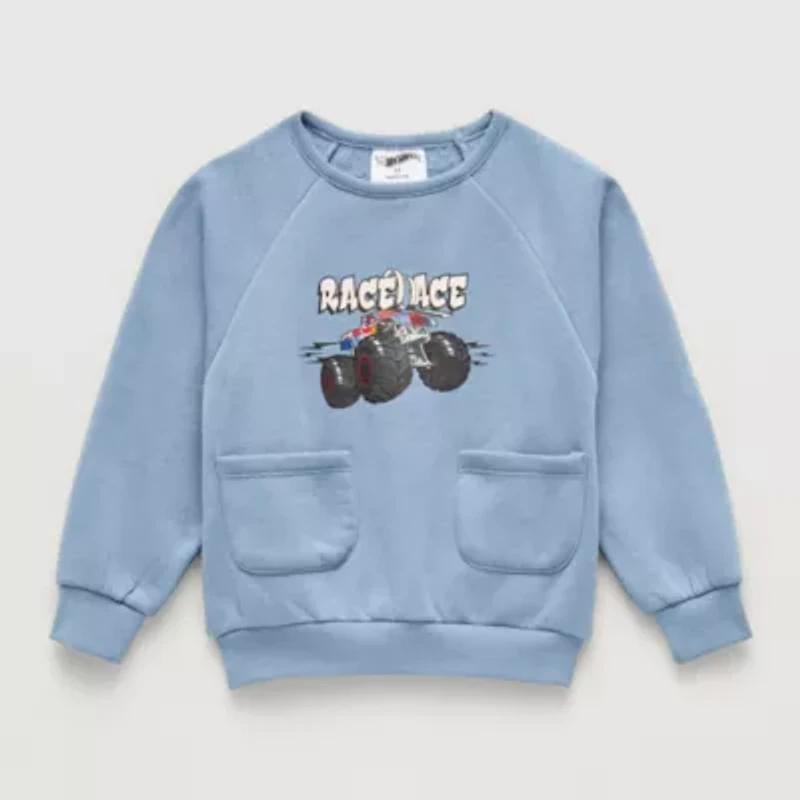 Grayson Little Toddler Boys Crew Neck Long Sleeve Hot Wheels Sweatshirt