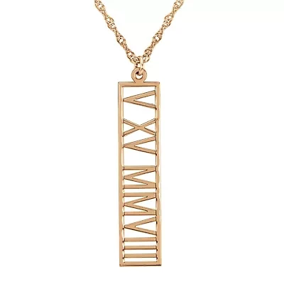 Personalized Roman Numeral Date Pendant Necklace