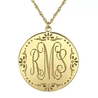 Personalized Sterling Silver Vine Monogram Initials Coin Pendant Necklace