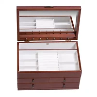 Mele and Co Fairhaven Floral Inlay Walnut-Finish Jewelry Box