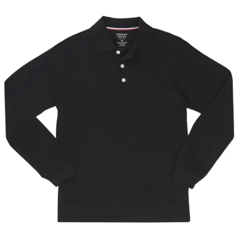 French Toast Toddler Boys Long Sleeve Regular Fit Stretch Fabric Polo Shirt