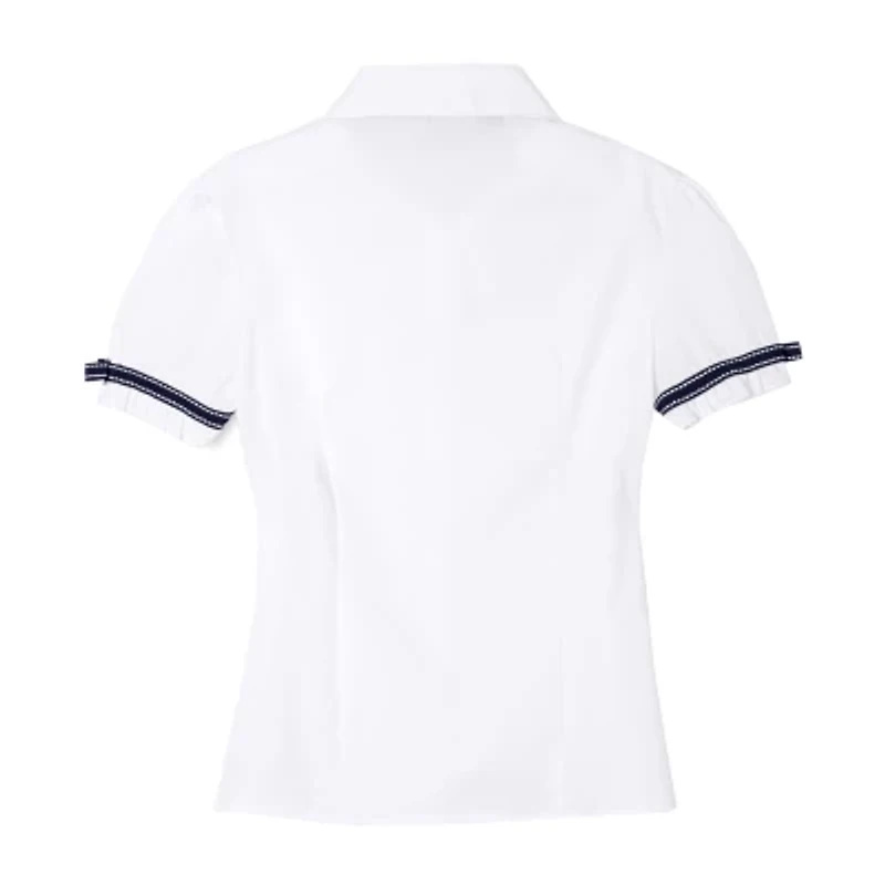 French Toast Toddler Girls Short Sleeve Fitted Regular Fit Button-Down Shirt