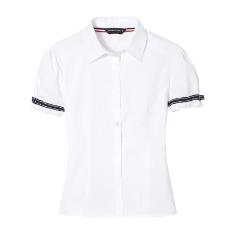 French Toast Toddler Girls Short Sleeve Fitted Regular Fit Button-Down Shirt