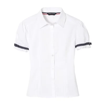French Toast Toddler Girls Short Sleeve Fitted Regular Fit Button-Down Shirt