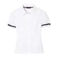 French Toast Toddler Girls Short Sleeve Fitted Regular Fit Button-Down Shirt