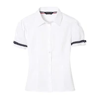 French Toast Little & Big Kid Girls Short Sleeve Embellished Blouse