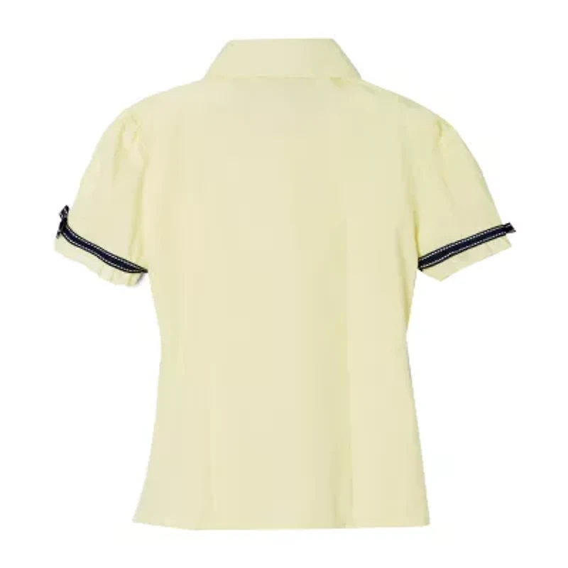 French Toast Little & Big Kid Girls Short Sleeve Embellished Blouse