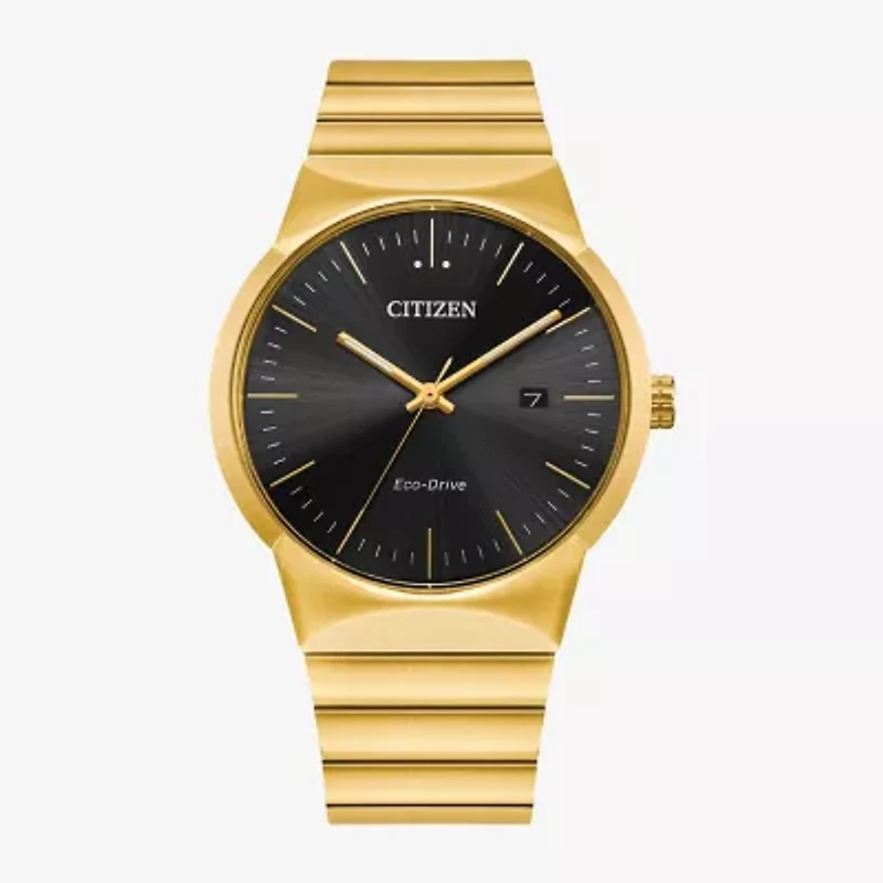 Citizen Axiom Mens Gold Tone Stainless Steel Bracelet Watch Bm7582-56e