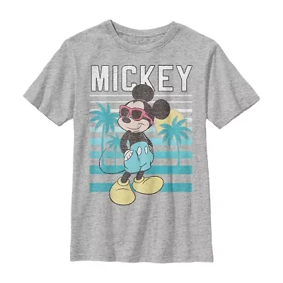 Disney Little & Big Kid Boys Crew Neck Short Sleeve Slim Fit Mickey Mouse Graphic T-Shirt