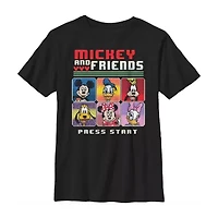 Disney Little & Big Kid Boys Crew Neck Short Sleeve Slim Fit Mickey and Friends Graphic T-Shirt