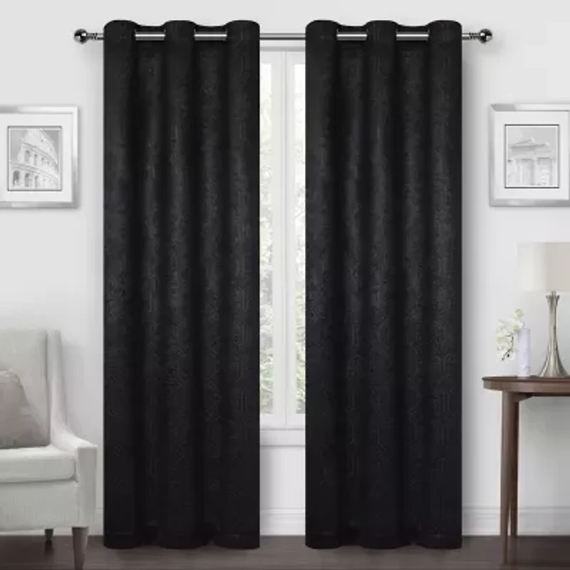 Regal Home Geo Lattice Grommet Top Energy Saving Embossed Blackout Set of 2 Curtain Panel