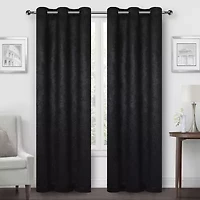 Regal Home Geo Lattice Grommet Top Energy Saving Embossed Blackout Set of 2 Curtain Panel