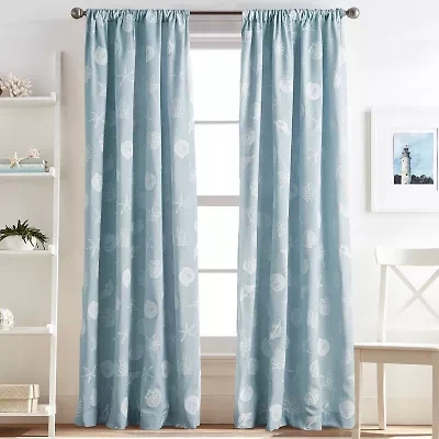 CHF Seashells Rod Pocket Light-Filtering Single Curtain Panel