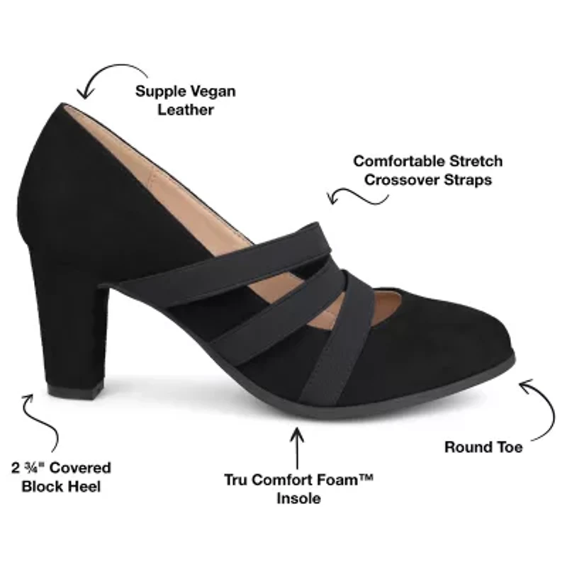 Journee Collection Loren Womens Round Stacked Heel Pumps