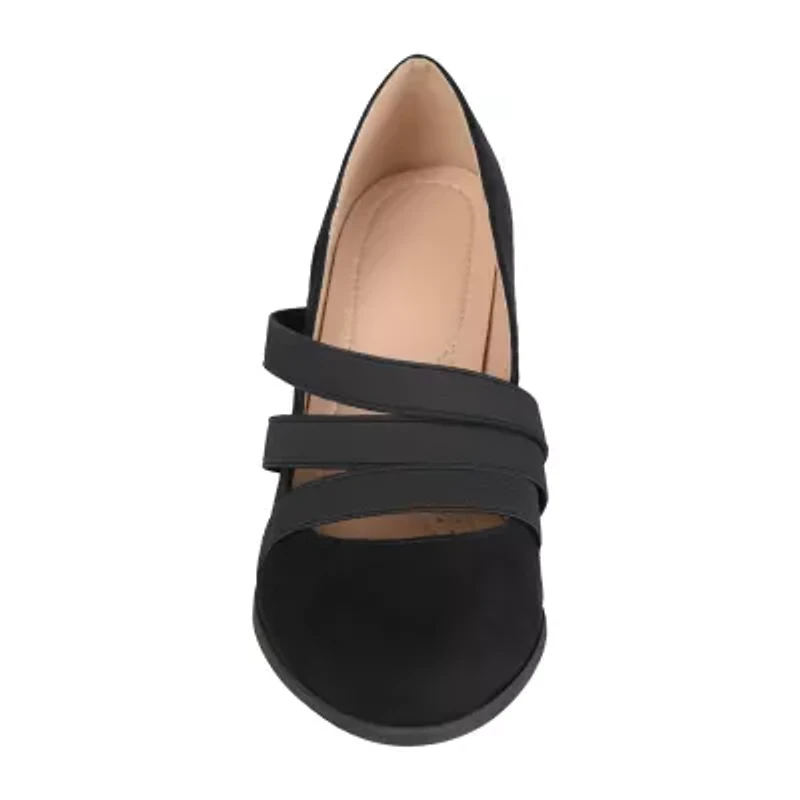 Journee Collection Loren Womens Round Stacked Heel Pumps