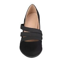 Journee Collection Loren Womens Round Stacked Heel Pumps