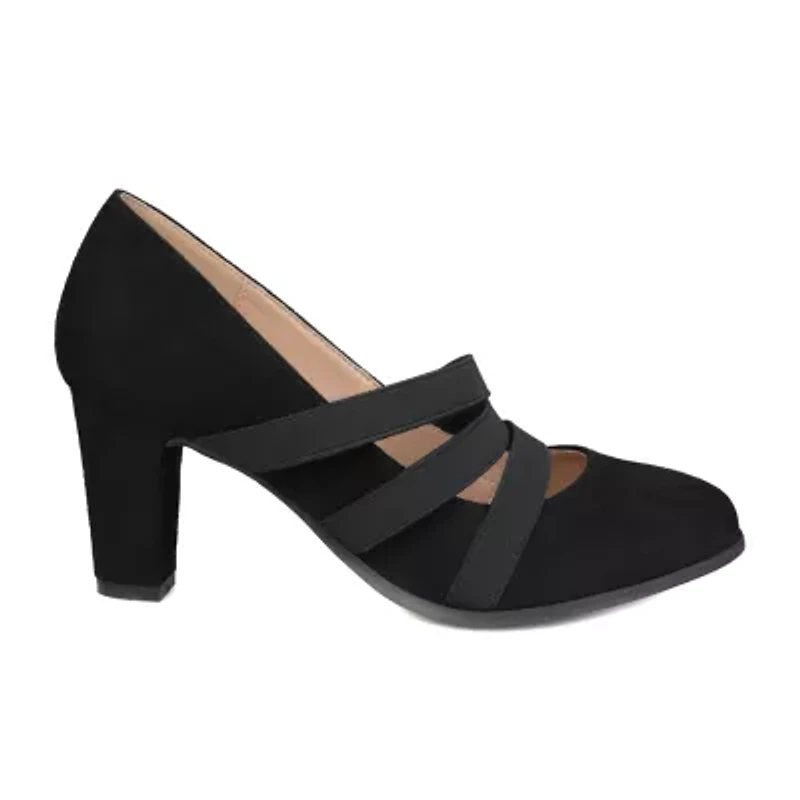 Journee Collection Loren Womens Round Stacked Heel Pumps