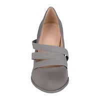 Journee Collection Loren Womens Round Stacked Heel Pumps
