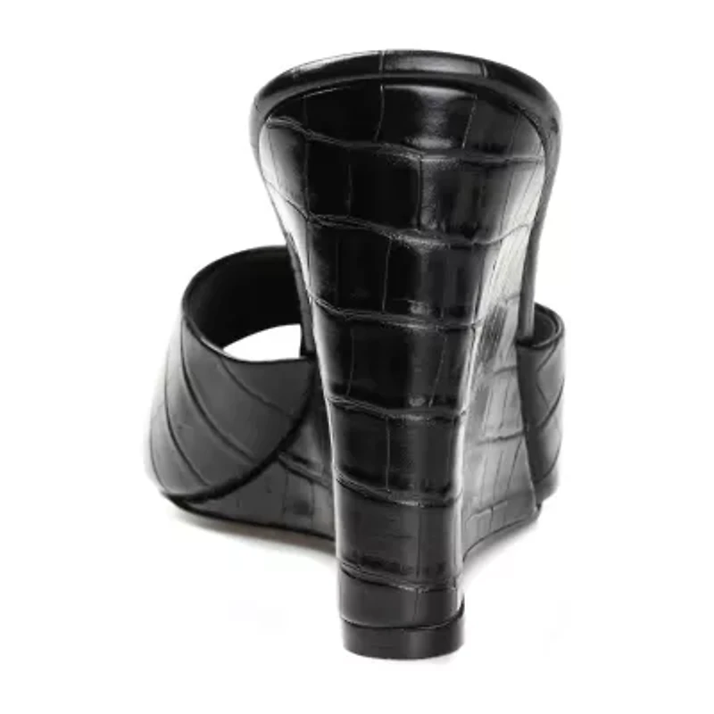 Journee Collection Vivvy Womens Round Open Toe Wedge Heel Pumps