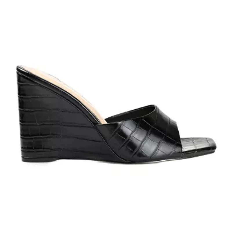 Journee Collection Vivvy Womens Round Open Toe Wedge Heel Pumps