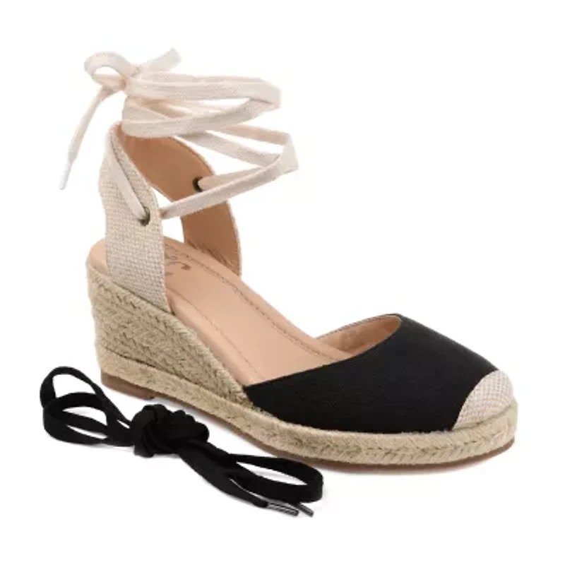 Journee Collection Womens Monte Lace-up Round Toe Espadrille Wedge