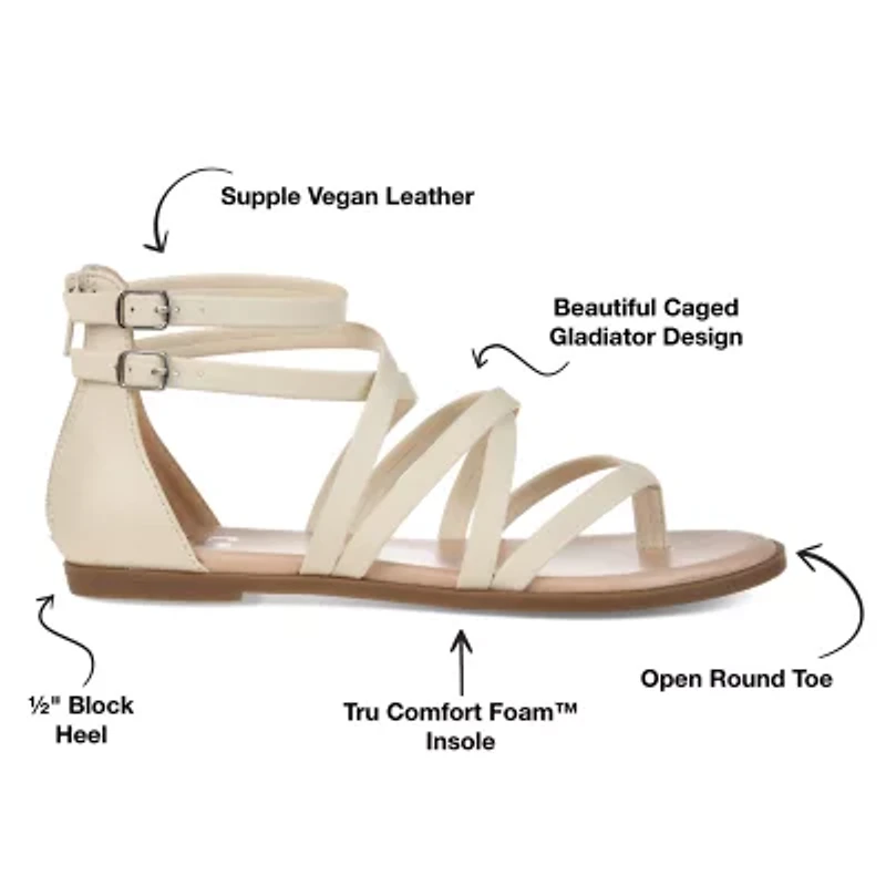 Journee Collection Womens Zailie Criss Cross Strap Flat Sandals