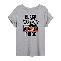 Black History Month Pride Womens Scoop Neck Short Sleeve Regular Fit Barbie Juniors Graphic T-Shirt