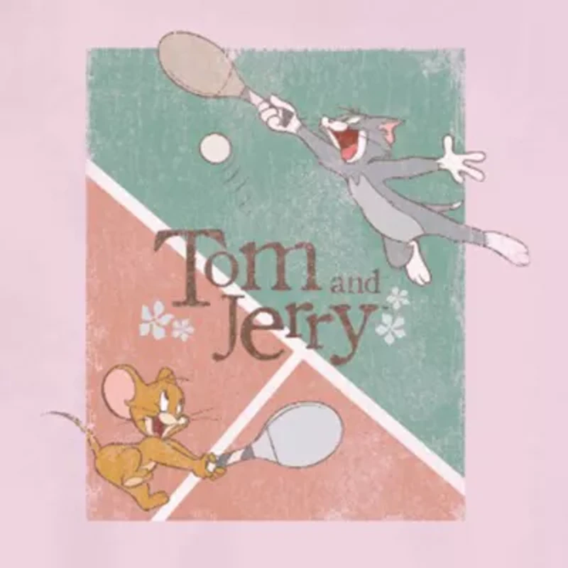 Pickle Ball Oversized Tee Womens Crew Neck Short Sleeve Tom and Jerry Juniors Graphic T-Shirt