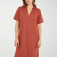 London Times Womens Short Sleeve Maxi Dress