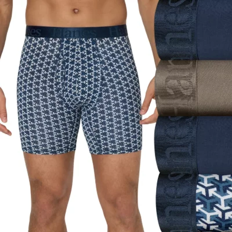 Hanes Supersoft Bonus Pack Mens 4 Boxer Briefs Uo2bd4