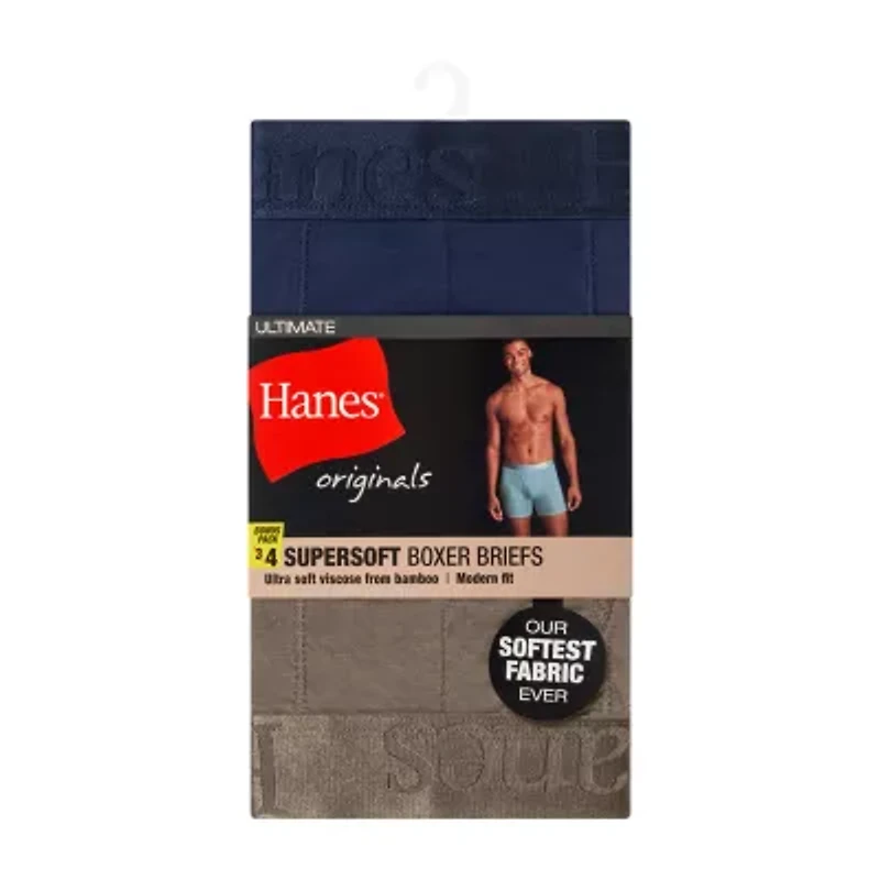 Hanes Supersoft Bonus Pack Mens 4 Boxer Briefs Uo2bd4