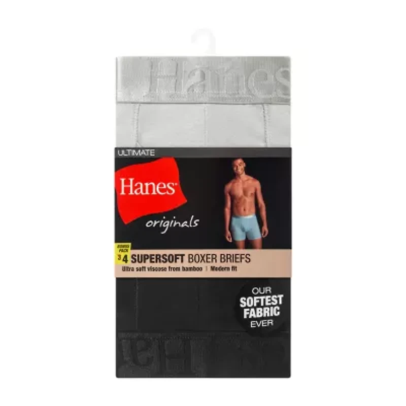 Hanes Supersoft Bonus Pack Mens 4 Boxer Briefs Uo2bd4