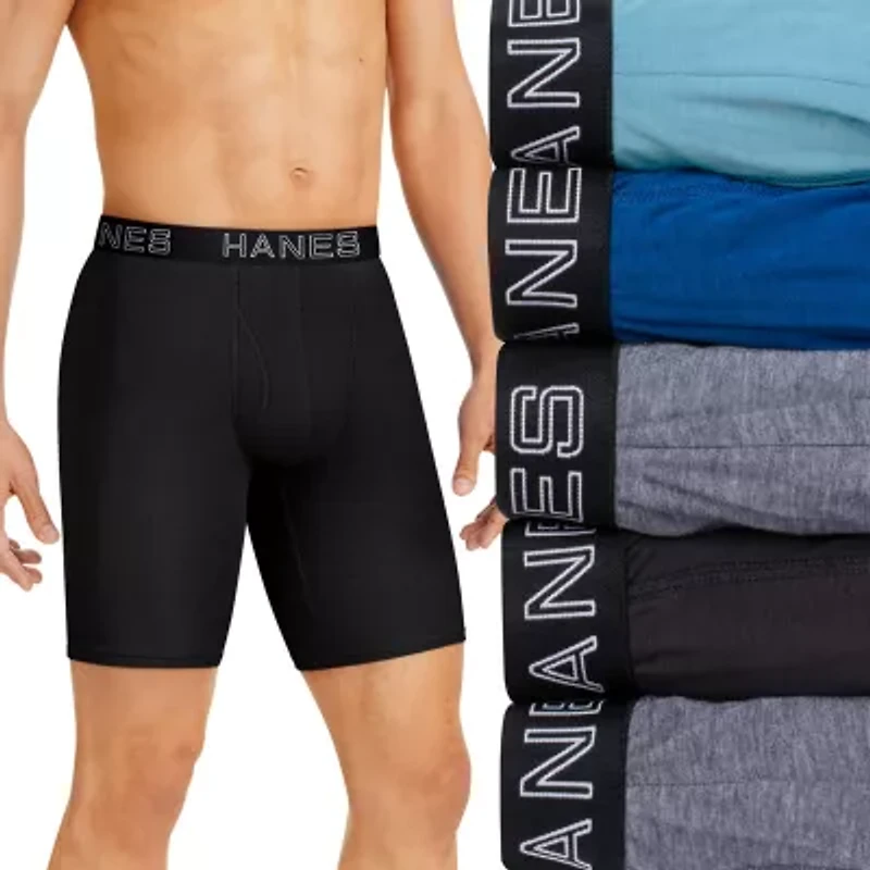 Hanes Ultimate Comfort Flex Fit Total Support Pouch Bonus Pack Mens 5 Long Leg Boxer Briefs Ufsl51