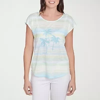 Hearts Of Palm Womens Scoop Neck Short Sleeve T-Shirt