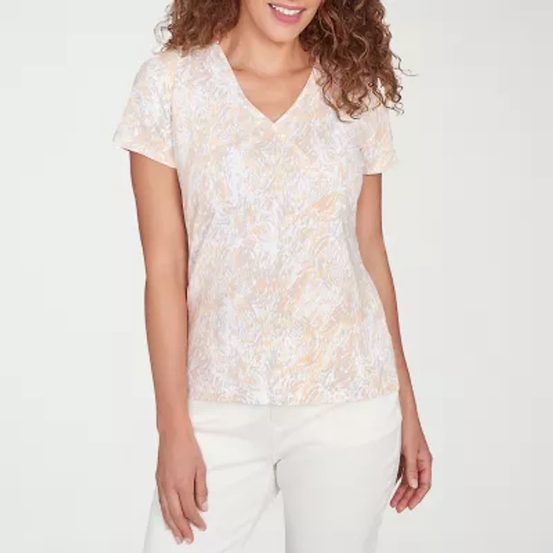 Hearts Of Palm Womens V Neck Short Sleeve T-Shirt