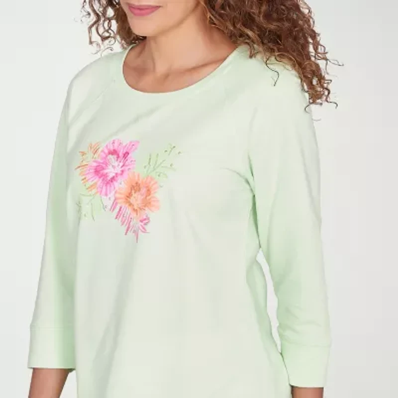 Hearts Of Palm Womens Crew Neck 3/4 Sleeve T-Shirt