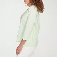 Hearts Of Palm Womens Crew Neck 3/4 Sleeve T-Shirt