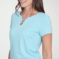 Hearts Of Palm Womens Split Crew Neck Short Sleeve T-Shirt
