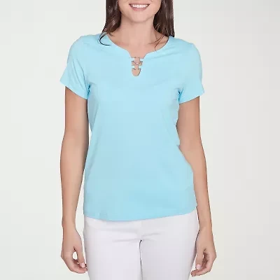 Hearts Of Palm Womens Split Crew Neck Short Sleeve T-Shirt