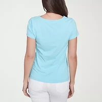 Hearts Of Palm Womens Split Crew Neck Short Sleeve T-Shirt