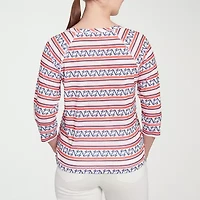 Hearts Of Palm Womens Keyhole Neck 3/4 Sleeve T-Shirt